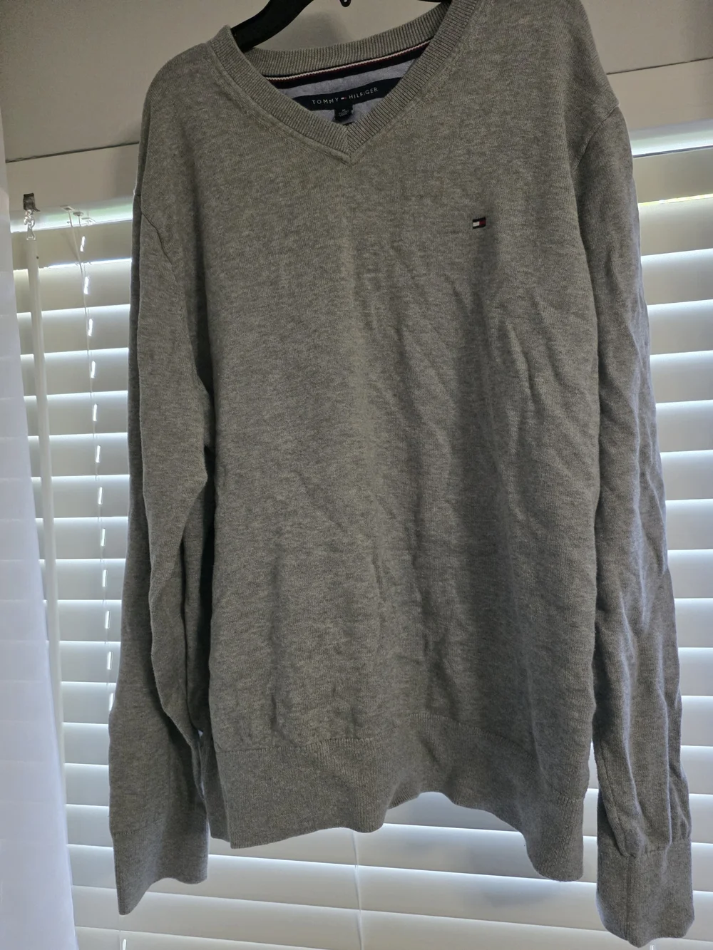 Tommy Hilfiger Light Gray V-Neck Sweater